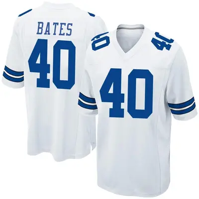 Men's Game Bill Bates Dallas Cowboys White Jersey
