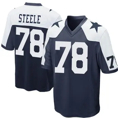 Men's Game Terence Steele Dallas Cowboys Navy Blue Throwback Jersey