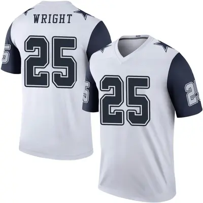 Men's Legend Nahshon Wright Dallas Cowboys White Color Rush Jersey