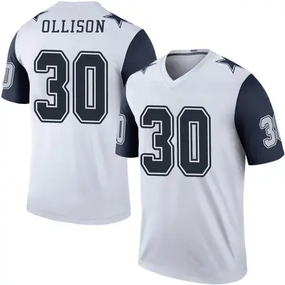 Men's Legend Qadree Ollison Dallas Cowboys White Color Rush Jersey