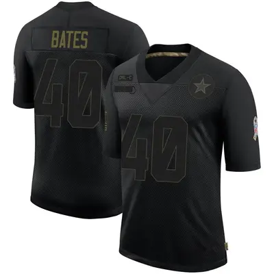 Men's Limited Bill Bates Dallas Cowboys Black 2020 Salute To Service Jersey