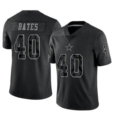 Men's Limited Bill Bates Dallas Cowboys Black Reflective Jersey
