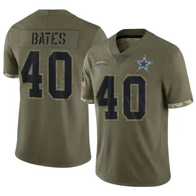 Men's Limited Bill Bates Dallas Cowboys Olive 2022 Salute To Service Jersey