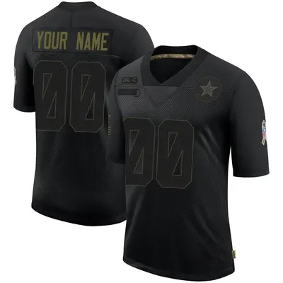 Men's Limited Custom Dallas Cowboys Black 2020 Salute To Service Jersey