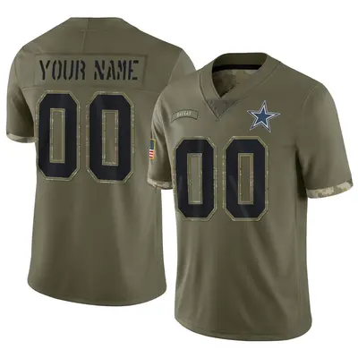 Men's Limited Custom Dallas Cowboys Olive 2022 Salute To Service Jersey