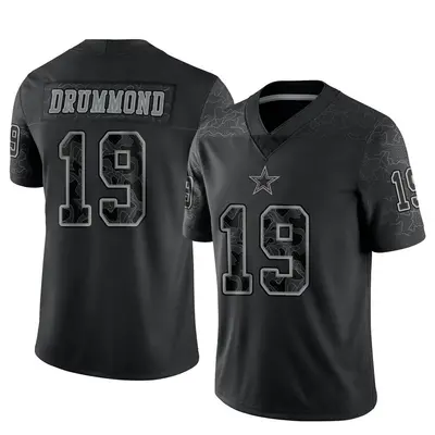 Men's Limited Dontario Drummond Dallas Cowboys Black Reflective Jersey