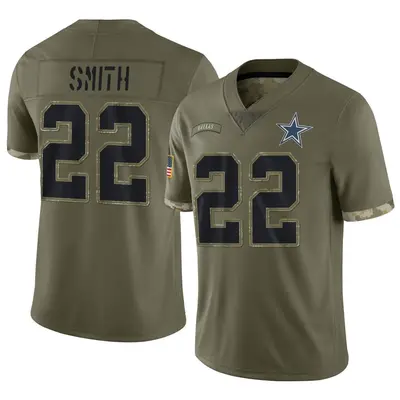 Men's Limited Emmitt Smith Dallas Cowboys Olive 2022 Salute To Service Jersey