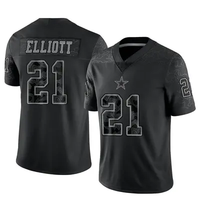 Men's Limited Ezekiel Elliott Dallas Cowboys Black Reflective Jersey