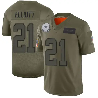 Men's Limited Ezekiel Elliott Dallas Cowboys Camo 2019 Salute to Service Jersey
