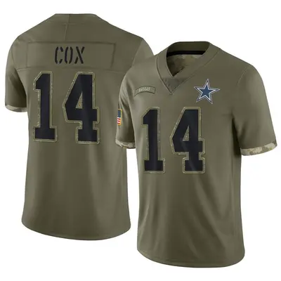 Men's Limited Jabril Cox Dallas Cowboys Olive 2022 Salute To Service Jersey