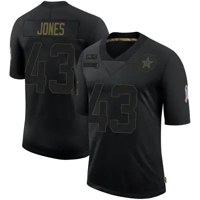 Men's Limited Joe Jones Dallas Cowboys Black 2020 Salute To Service Jersey