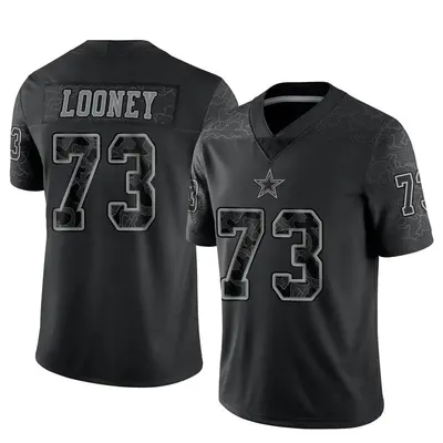 Men's Limited Joe Looney Dallas Cowboys Black Reflective Jersey