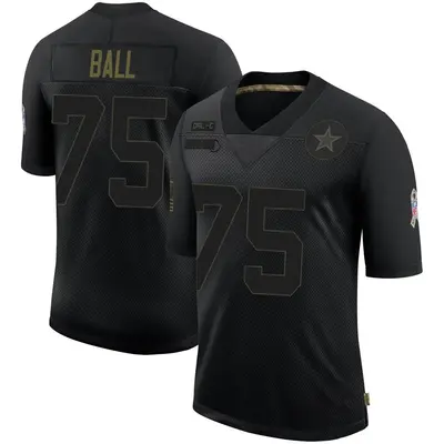 Men's Limited Josh Ball Dallas Cowboys Black 2020 Salute To Service Jersey