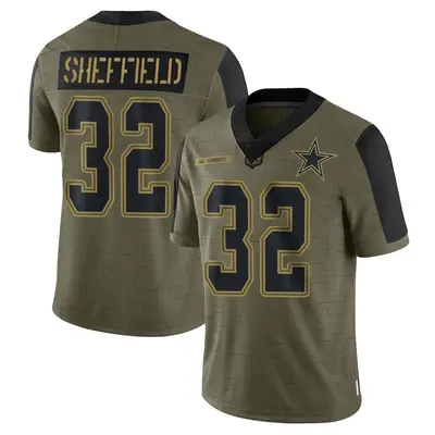 Men's Limited Kendall Sheffield Dallas Cowboys Olive 2021 Salute To Service Jersey