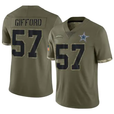 Men's Limited Luke Gifford Dallas Cowboys Olive 2022 Salute To Service Jersey