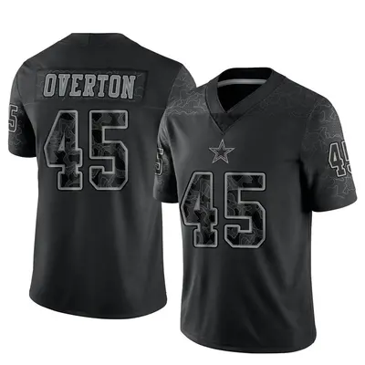 Men's Limited Matt Overton Dallas Cowboys Black Reflective Jersey