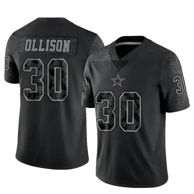 Men's Limited Qadree Ollison Dallas Cowboys Black Reflective Jersey