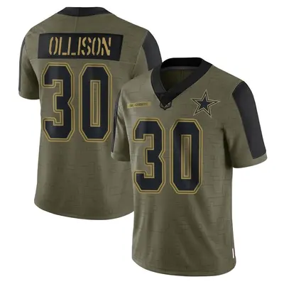 Men's Limited Qadree Ollison Dallas Cowboys Olive 2021 Salute To Service Jersey