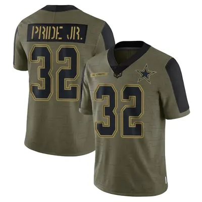 Men's Limited Troy Pride Jr. Dallas Cowboys Olive 2021 Salute To Service Jersey