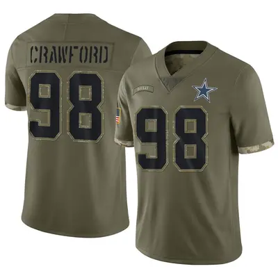 Men's Limited Tyrone Crawford Dallas Cowboys Olive 2022 Salute To Service Jersey