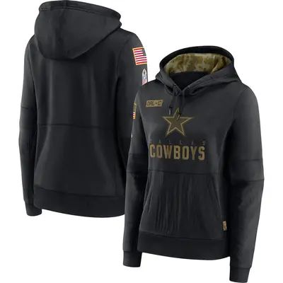 Women's Dallas Cowboys Black 2020 Salute to Service Performance Pullover Hoodie