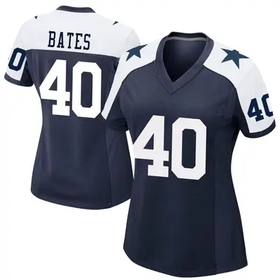 Women's Game Bill Bates Dallas Cowboys Navy Alternate Jersey