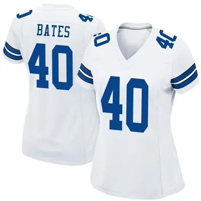 Women's Game Bill Bates Dallas Cowboys White Jersey