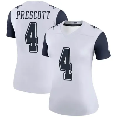 Women's Legend Dak Prescott Dallas Cowboys White Color Rush Jersey