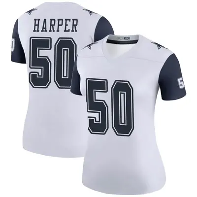 Women's Legend Devin Harper Dallas Cowboys White Color Rush Jersey
