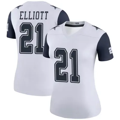 Women's Legend Ezekiel Elliott Dallas Cowboys White Color Rush Jersey