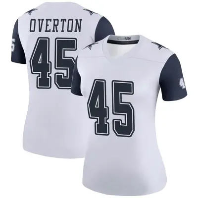 Women's Legend Matt Overton Dallas Cowboys White Color Rush Jersey