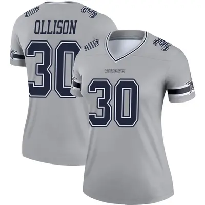 Women's Legend Qadree Ollison Dallas Cowboys Gray Inverted Jersey