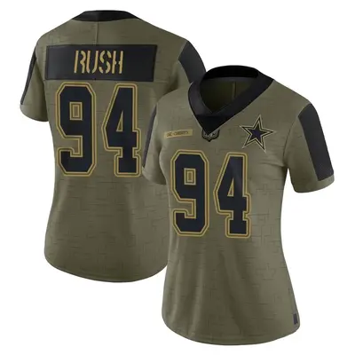 Women's Limited Anthony Rush Dallas Cowboys Olive 2021 Salute To Service Jersey