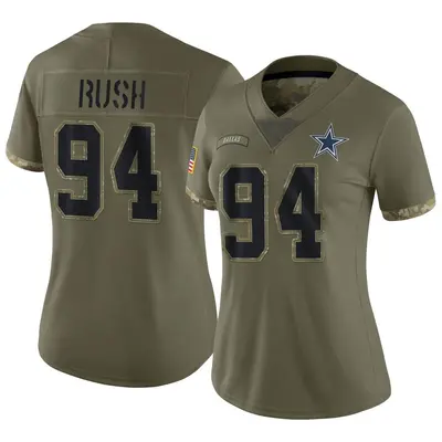 Women's Limited Anthony Rush Dallas Cowboys Olive 2022 Salute To Service Jersey