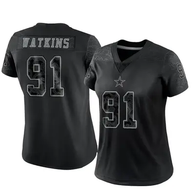Women's Limited Carlos Watkins Dallas Cowboys Black Reflective Jersey