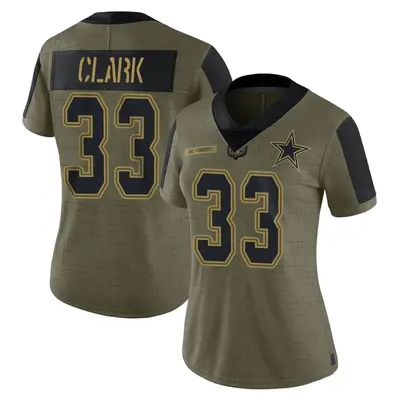 Women's Limited Damone Clark Dallas Cowboys Olive 2021 Salute To Service Jersey