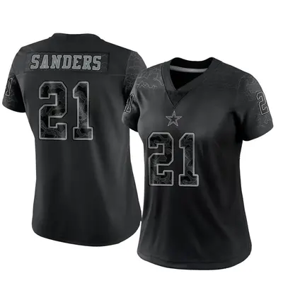 Women's Limited Deion Sanders Dallas Cowboys Black Reflective Jersey