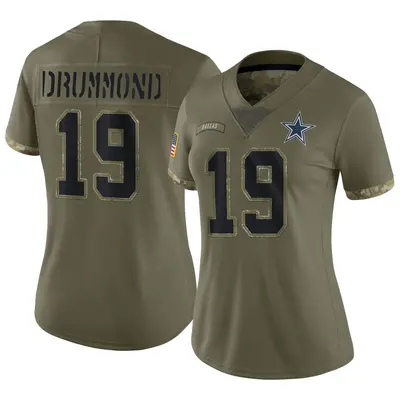 Women's Limited Dontario Drummond Dallas Cowboys Olive 2022 Salute To Service Jersey
