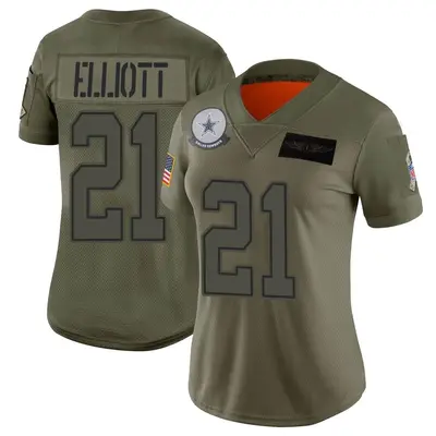Women's Limited Ezekiel Elliott Dallas Cowboys Camo 2019 Salute to Service Jersey