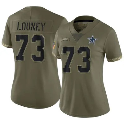 Women's Limited Joe Looney Dallas Cowboys Olive 2022 Salute To Service Jersey