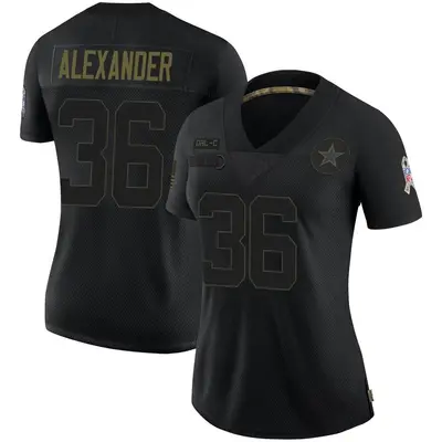 Women's Limited Mackensie Alexander Dallas Cowboys Black 2020 Salute To Service Jersey