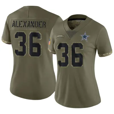 Women's Limited Mackensie Alexander Dallas Cowboys Olive 2022 Salute To Service Jersey