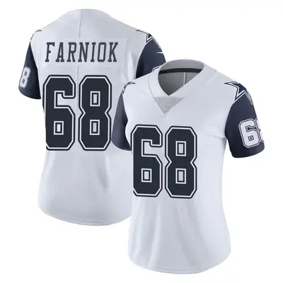 Women's Limited Matt Farniok Dallas Cowboys White Color Rush Vapor Untouchable Jersey