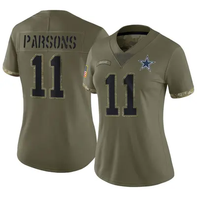 Women's Limited Micah Parsons Dallas Cowboys Olive 2022 Salute To Service Jersey