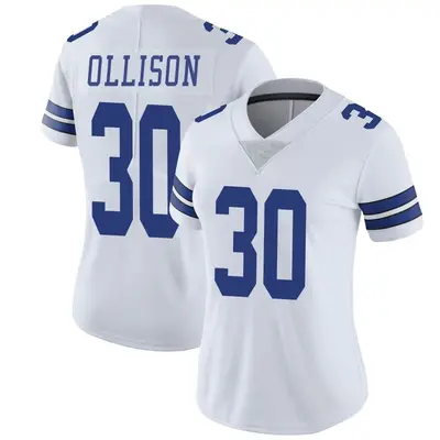 Women's Limited Qadree Ollison Dallas Cowboys White Vapor Untouchable Jersey