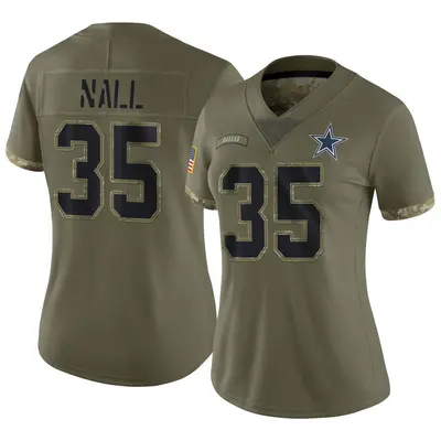 Women's Limited Ryan Nall Dallas Cowboys Olive 2022 Salute To Service Jersey