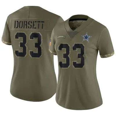 Women's Limited Tony Dorsett Dallas Cowboys Olive 2022 Salute To Service Jersey