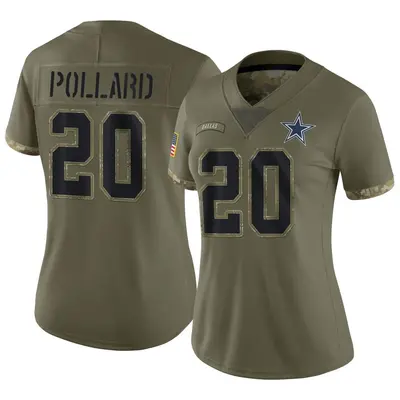Women's Limited Tony Pollard Dallas Cowboys Olive 2022 Salute To Service Jersey