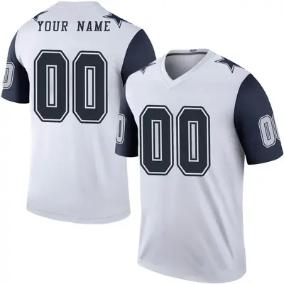 Youth Legend Custom Dallas Cowboys White Color Rush Jersey