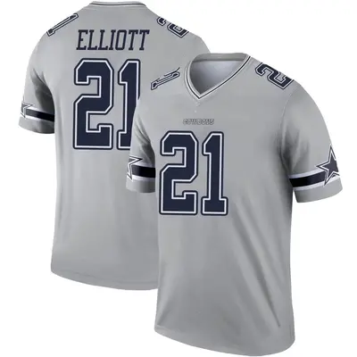 Youth Legend Ezekiel Elliott Dallas Cowboys Gray Inverted Jersey